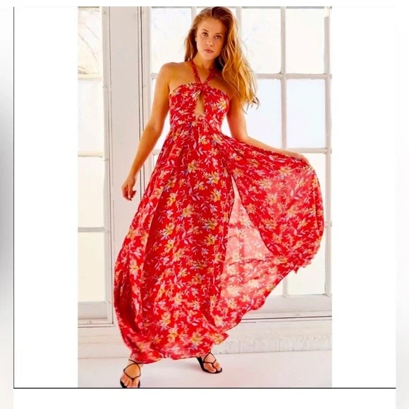 chinese dress ladies Citra Sage Blue Floral Maxi Printed Dress Spring Summer Dress – unmatchedbyu main image 1